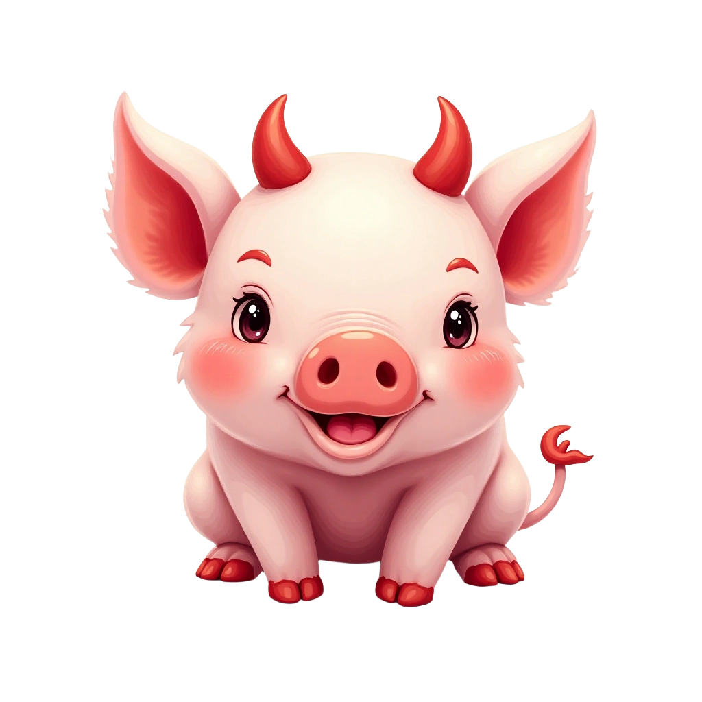 Cute Pig with Horns